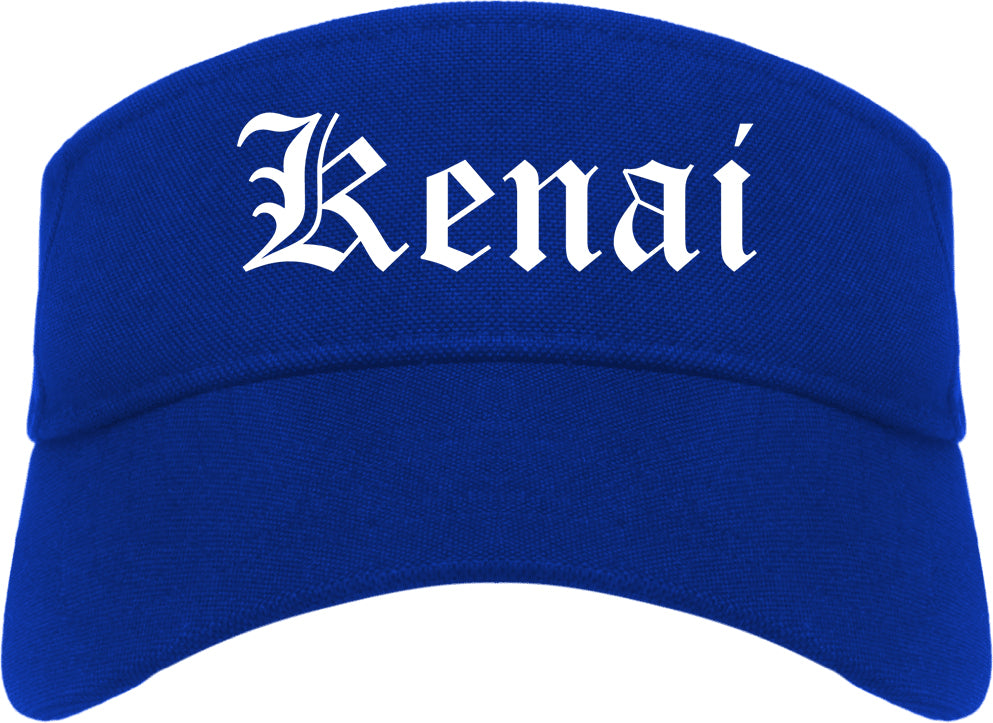 Kenai Alaska AK Old English Mens Visor Cap Hat Royal Blue