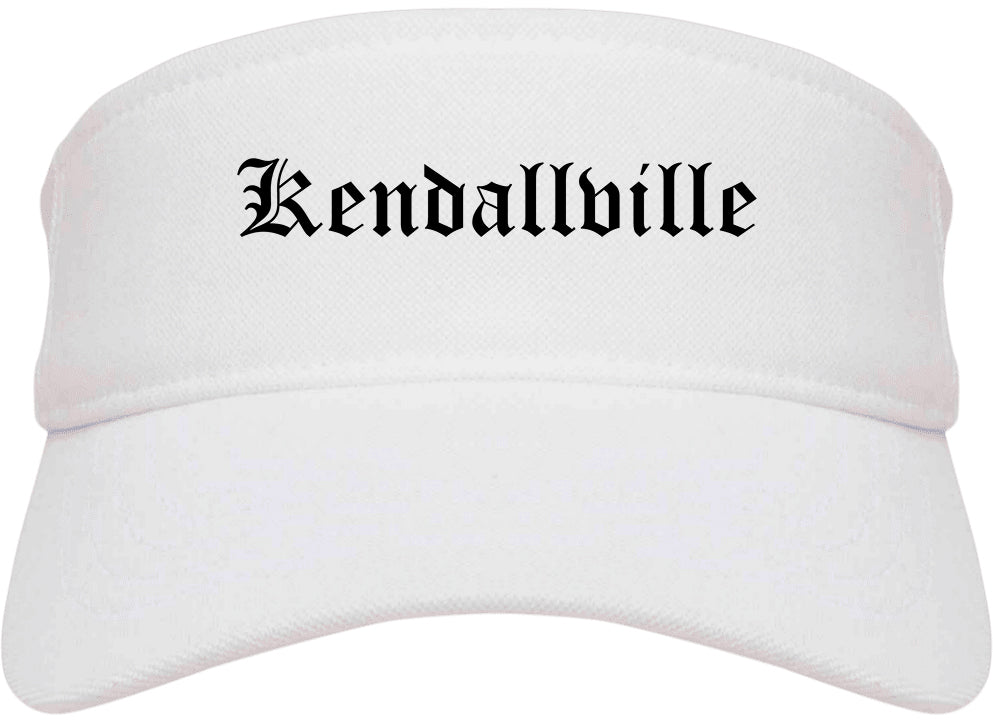 Kendallville Indiana IN Old English Mens Visor Cap Hat White