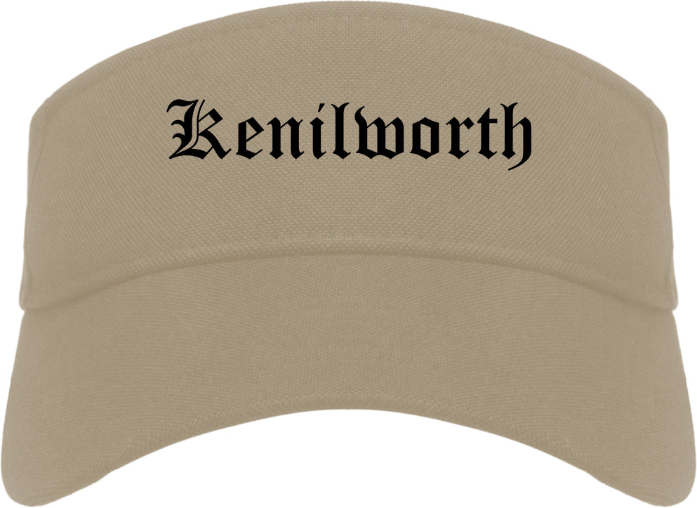 Kenilworth New Jersey NJ Old English Mens Visor Cap Hat Khaki