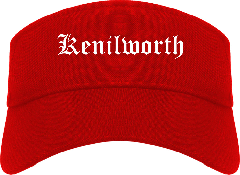 Kenilworth New Jersey NJ Old English Mens Visor Cap Hat Red