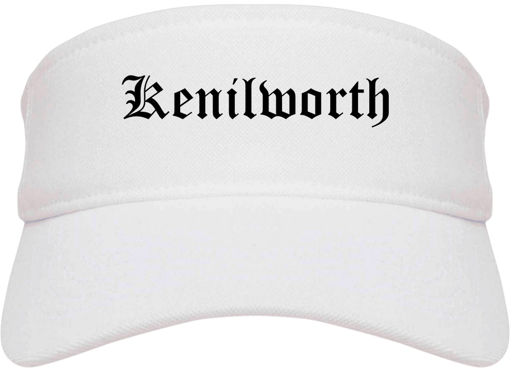 Kenilworth New Jersey NJ Old English Mens Visor Cap Hat White
