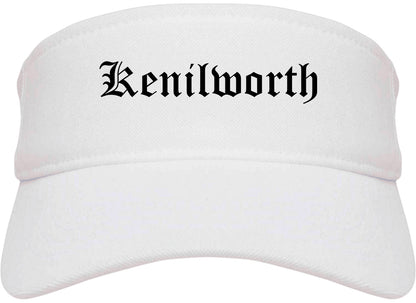 Kenilworth New Jersey NJ Old English Mens Visor Cap Hat White