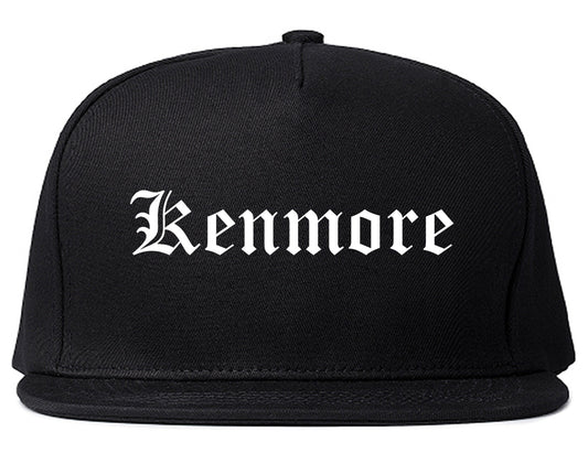 Kenmore New York NY Old English Mens Snapback Hat Black