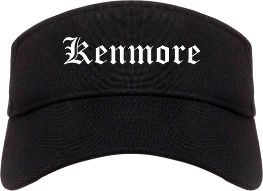 Kenmore New York NY Old English Mens Visor Cap Hat Black