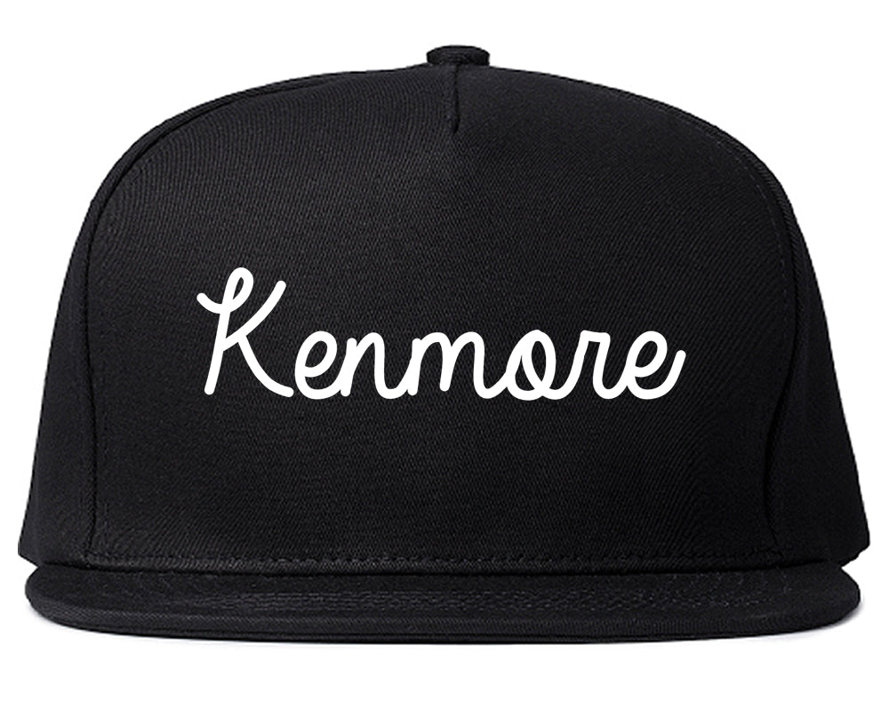 Kenmore Washington WA Script Mens Snapback Hat Black