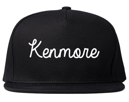 Kenmore Washington WA Script Mens Snapback Hat Black