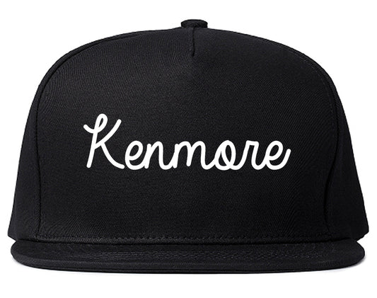 Kenmore Washington WA Script Mens Snapback Hat Black