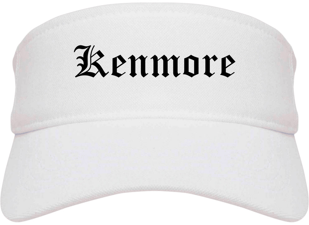 Kenmore Washington WA Old English Mens Visor Cap Hat White