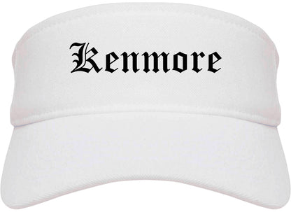 Kenmore Washington WA Old English Mens Visor Cap Hat White