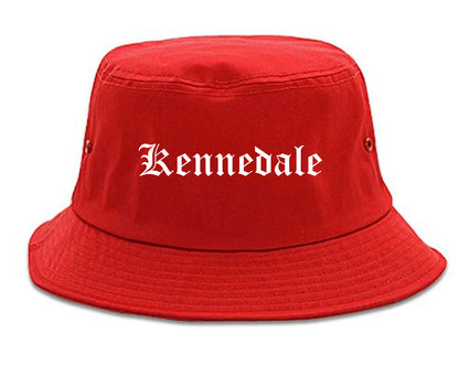 Kennedale Texas TX Old English Mens Bucket Hat Red