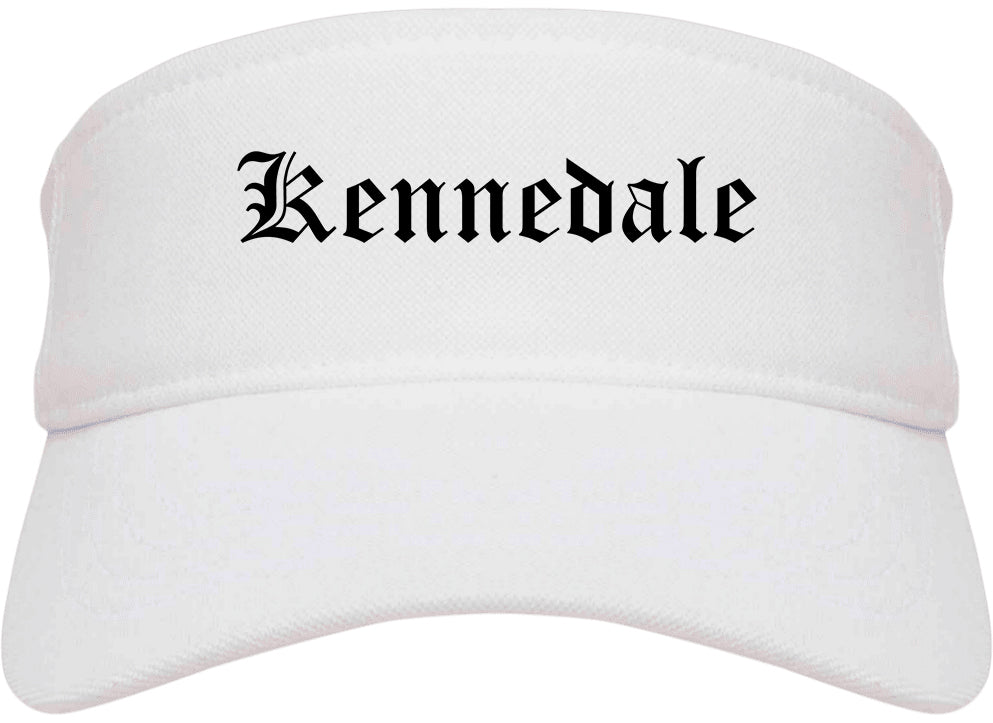 Kennedale Texas TX Old English Mens Visor Cap Hat White