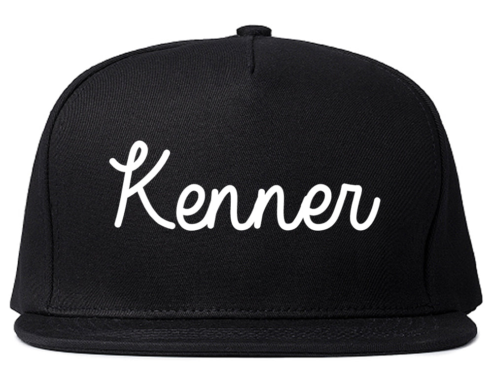 Kenner Louisiana LA Script Mens Snapback Hat Black