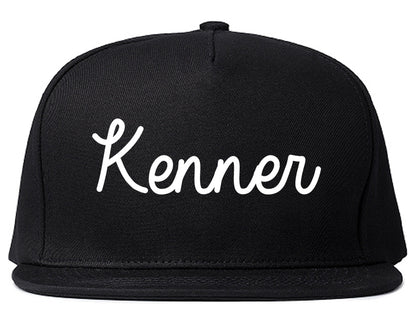 Kenner Louisiana LA Script Mens Snapback Hat Black
