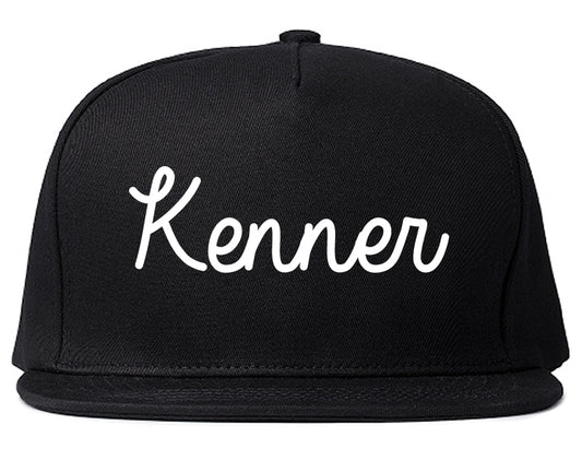 Kenner Louisiana LA Script Mens Snapback Hat Black