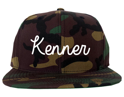 Kenner Louisiana LA Script Mens Snapback Hat Army Camo