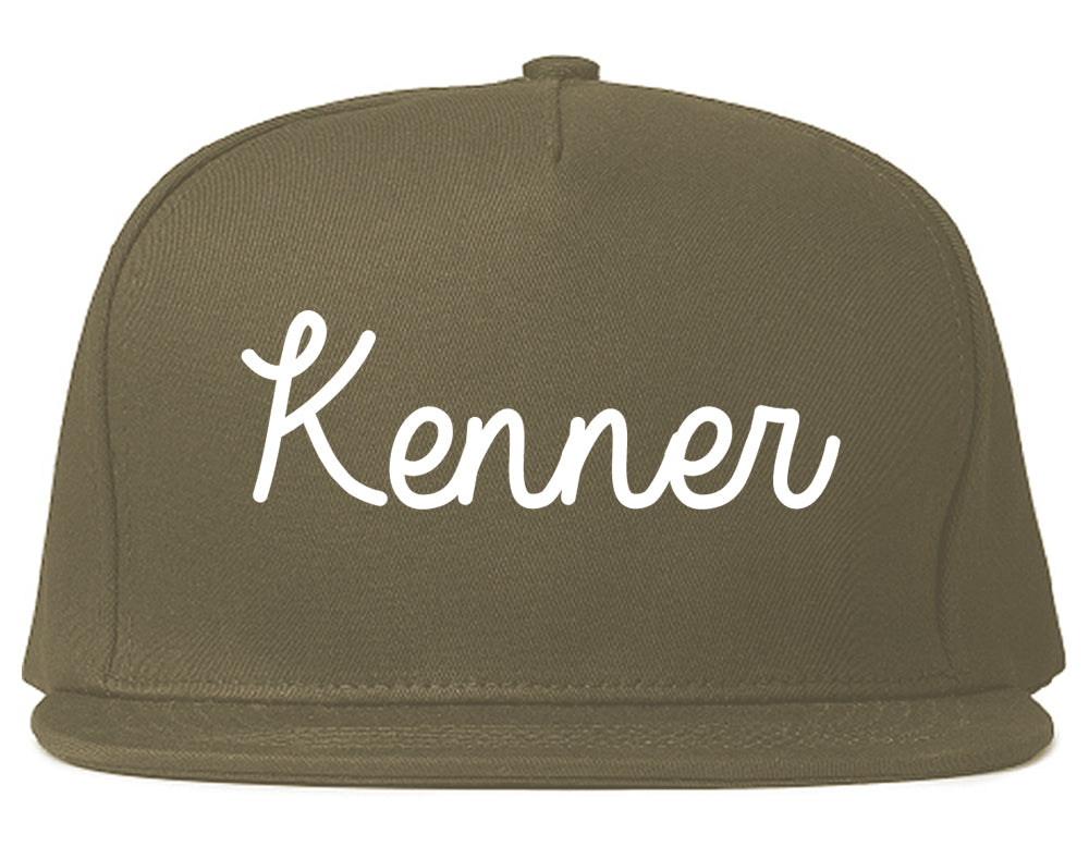 Kenner Louisiana LA Script Mens Snapback Hat Grey
