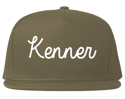 Kenner Louisiana LA Script Mens Snapback Hat Grey