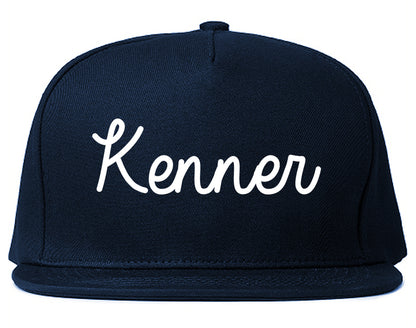 Kenner Louisiana LA Script Mens Snapback Hat Navy Blue