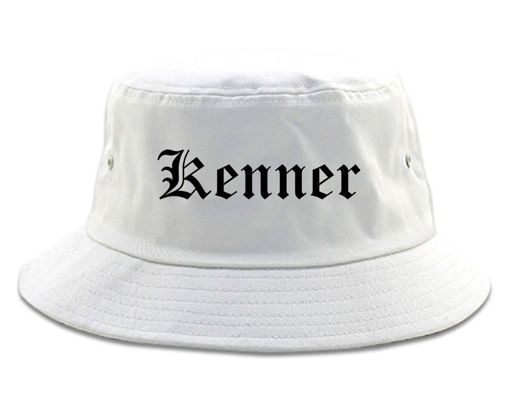 Kenner Louisiana LA Old English Mens Bucket Hat White