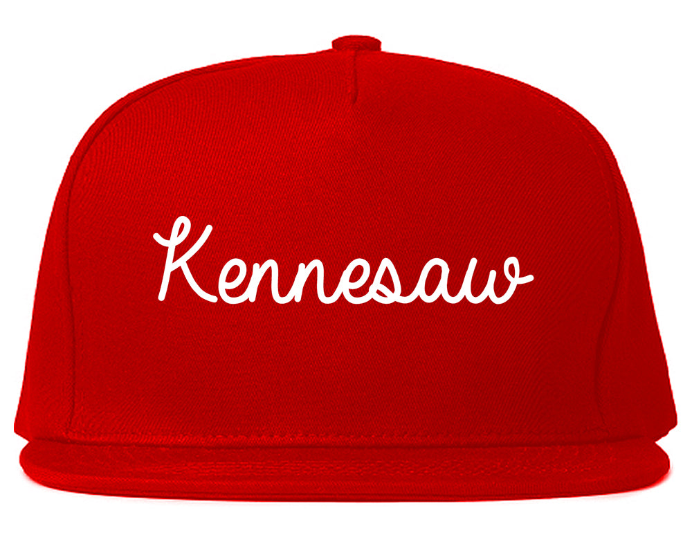 Kennesaw Georgia GA Script Mens Snapback Hat Red