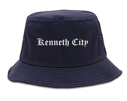 Kenneth City Florida FL Old English Mens Bucket Hat Navy Blue