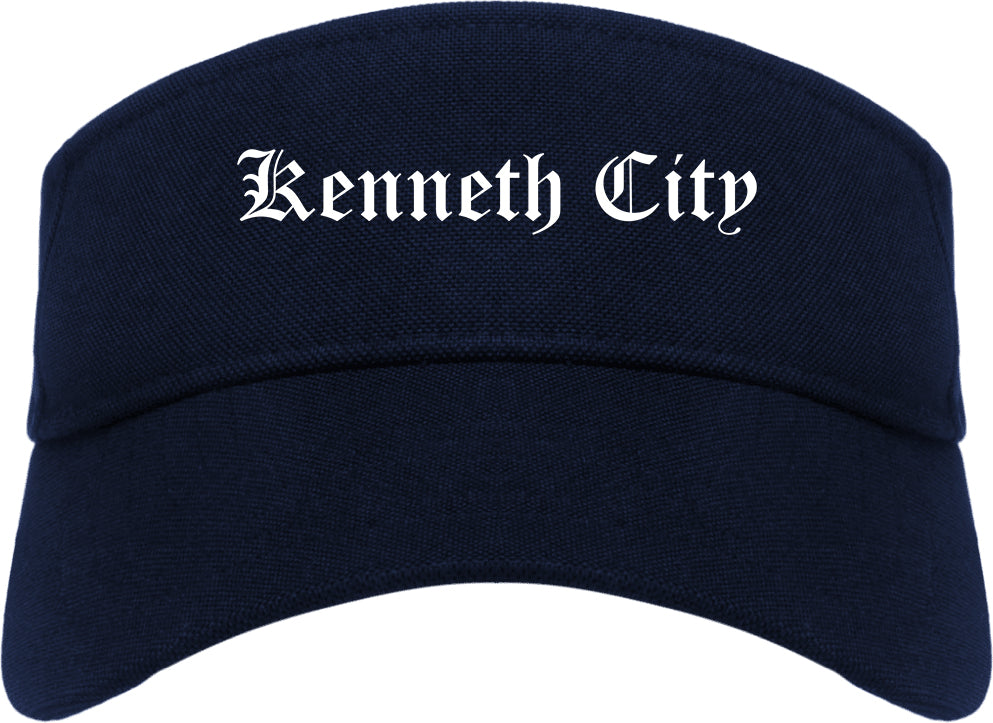 Kenneth City Florida FL Old English Mens Visor Cap Hat Navy Blue