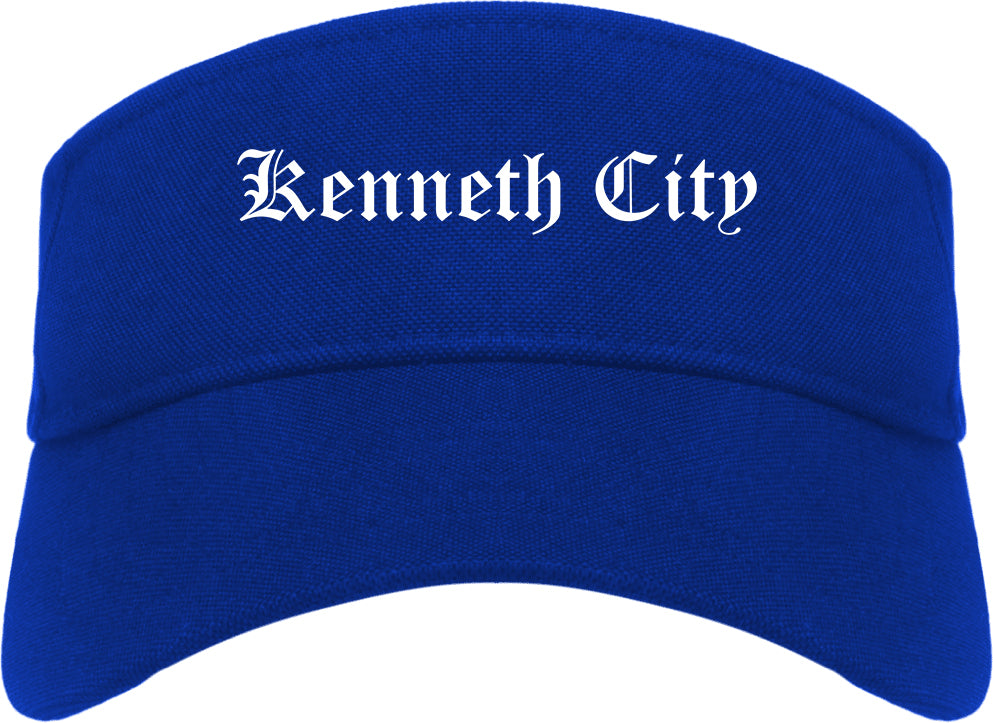 Kenneth City Florida FL Old English Mens Visor Cap Hat Royal Blue