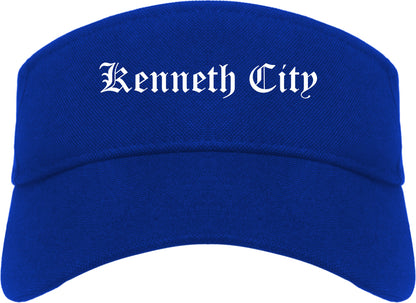 Kenneth City Florida FL Old English Mens Visor Cap Hat Royal Blue