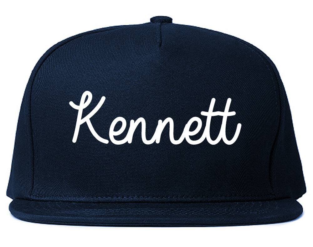 Kennett Missouri MO Script Mens Snapback Hat Navy Blue