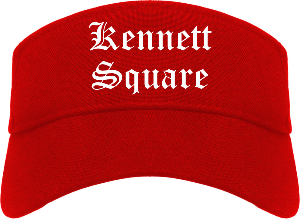 Kennett Square Pennsylvania PA Old English Mens Visor Cap Hat Red