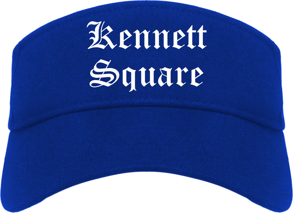 Kennett Square Pennsylvania PA Old English Mens Visor Cap Hat Royal Blue
