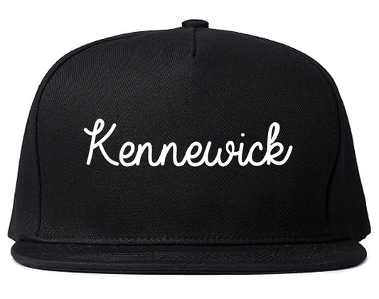 Kennewick Washington WA Script Mens Snapback Hat Black