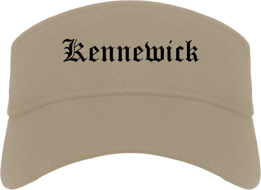 Kennewick Washington WA Old English Mens Visor Cap Hat Khaki