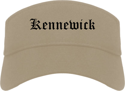 Kennewick Washington WA Old English Mens Visor Cap Hat Khaki