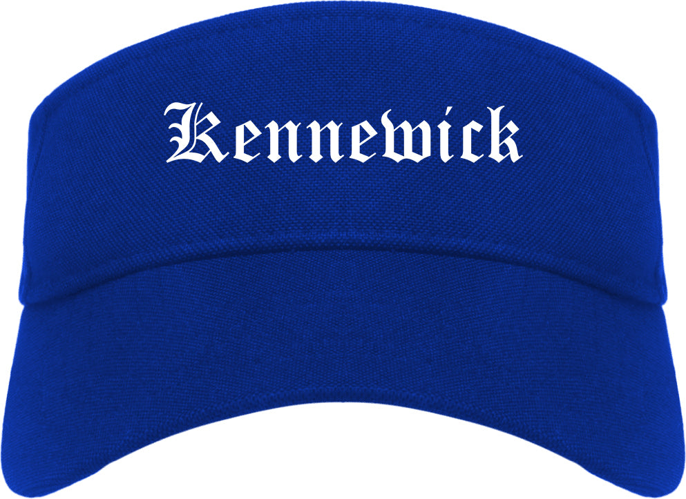 Kennewick Washington WA Old English Mens Visor Cap Hat Royal Blue