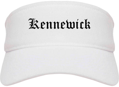 Kennewick Washington WA Old English Mens Visor Cap Hat White