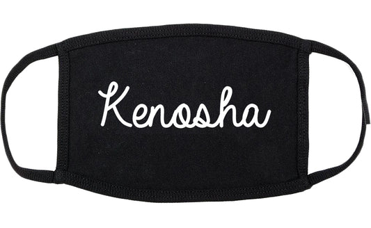 Kenosha Wisconsin WI Script Cotton Face Mask Black