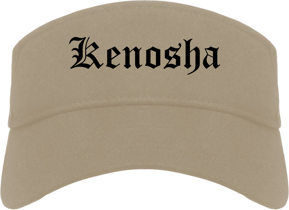 Kenosha Wisconsin WI Old English Mens Visor Cap Hat Khaki