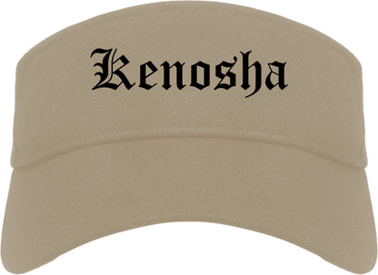 Kenosha Wisconsin WI Old English Mens Visor Cap Hat Khaki