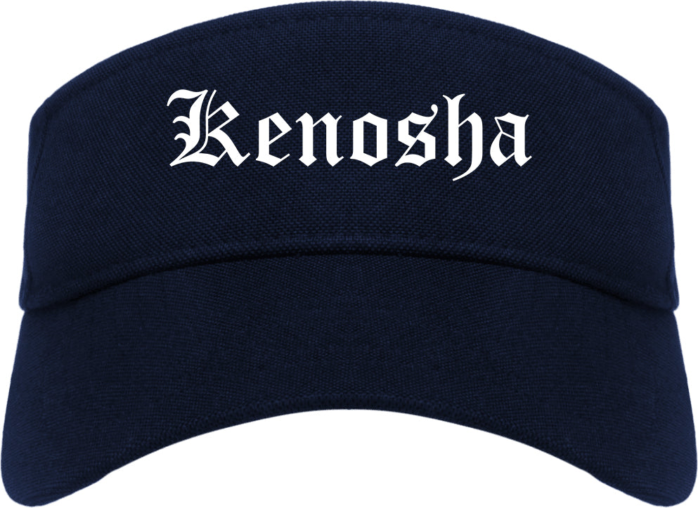 Kenosha Wisconsin WI Old English Mens Visor Cap Hat Navy Blue