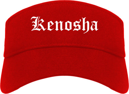 Kenosha Wisconsin WI Old English Mens Visor Cap Hat Red