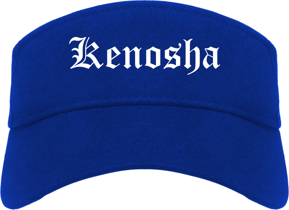 Kenosha Wisconsin WI Old English Mens Visor Cap Hat Royal Blue