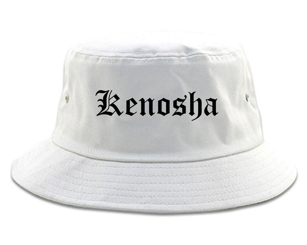 Kenosha Wisconsin WI Old English Mens Bucket Hat White