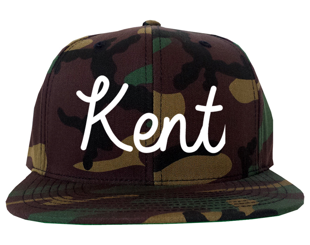 Kent Ohio OH Script Mens Snapback Hat Army Camo