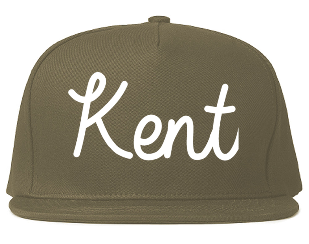 Kent Ohio OH Script Mens Snapback Hat Grey