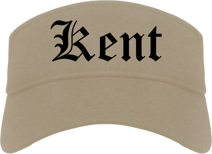 Kent Ohio OH Old English Mens Visor Cap Hat Khaki