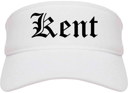 Kent Ohio OH Old English Mens Visor Cap Hat White