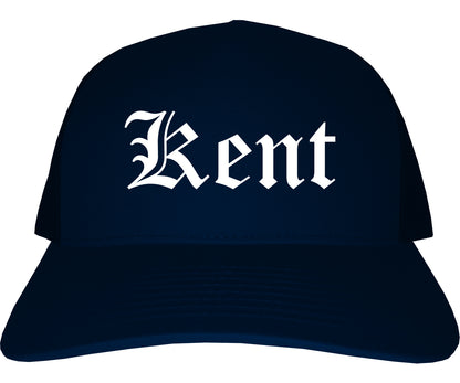 Kent Washington WA Old English Mens Trucker Hat Cap Navy Blue