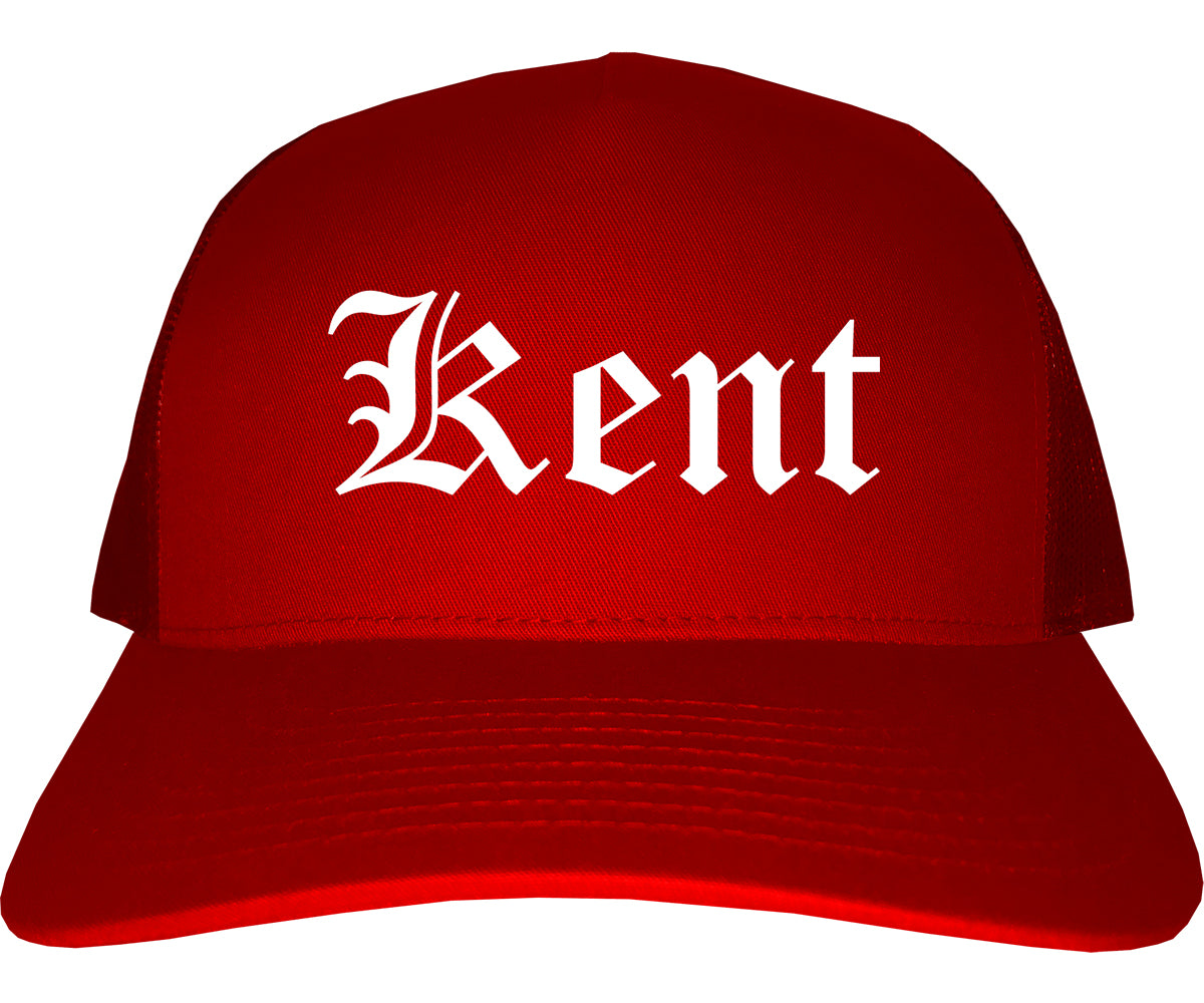 Kent Washington WA Old English Mens Trucker Hat Cap Red