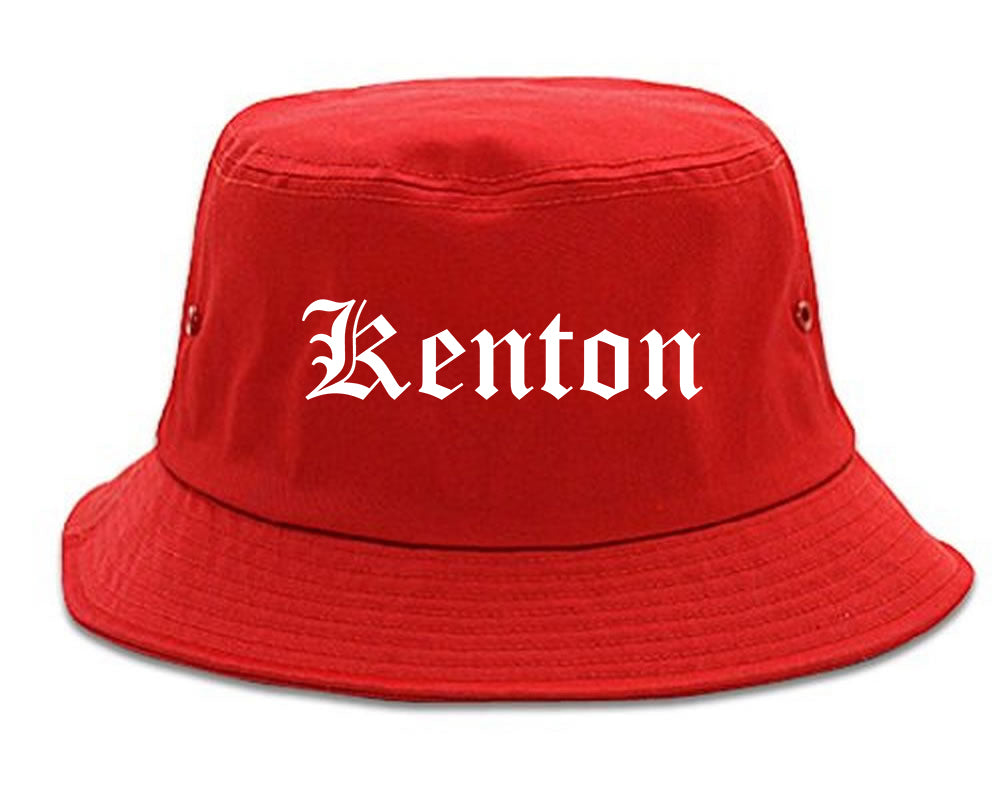 Kenton Ohio OH Old English Mens Bucket Hat Red